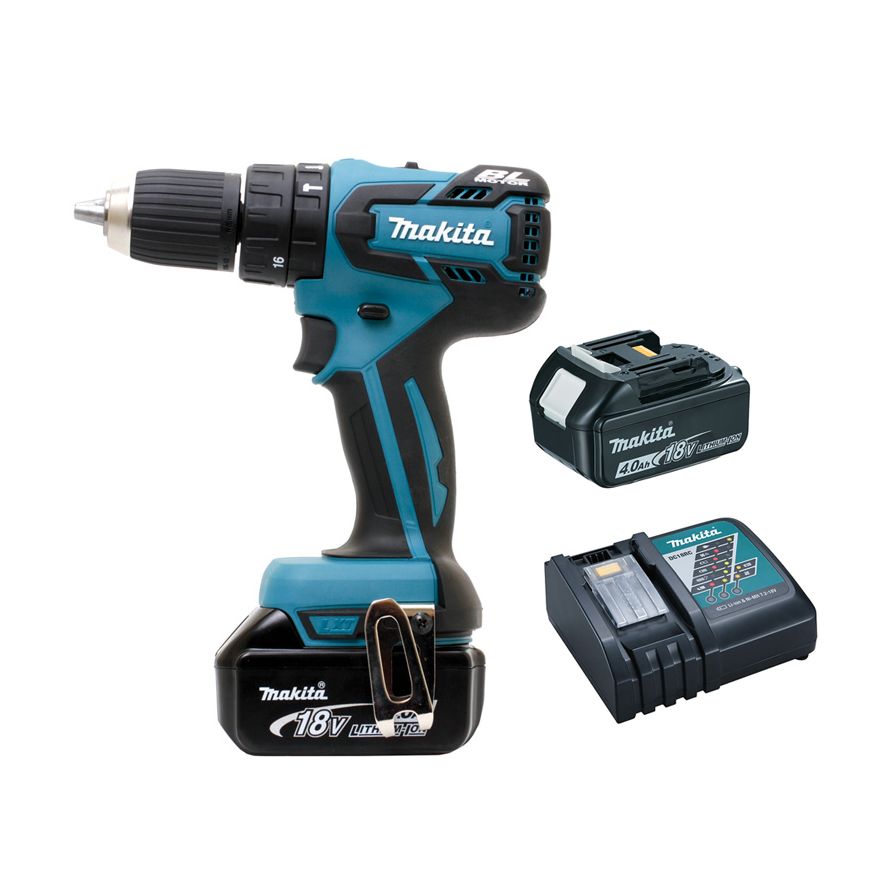 Perceuse visseuse à percussion sans fil 18V Li-Ion 4 Ah 13 mm Makita DHP459RMJ