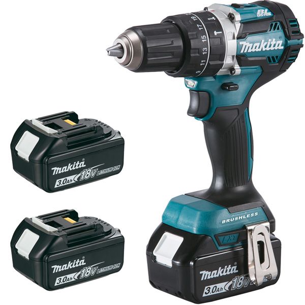 Perceuse visseuse à percussion 18 V Li-ion 3 Ahø 13 mm (3 batteries) DHP484RF3J MAKITA