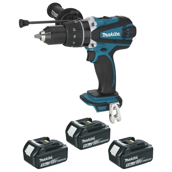 Perceuse visseuse à percussion 18 V Li-Ion 5 Ahø 13 mm (3 batteries)DHP458RT3J MAKITA