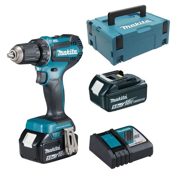 Perceuse visseuse Makita 18V Li-Ion 5Ah ø13 - 2 batteries + chargeur DDF485RTJ