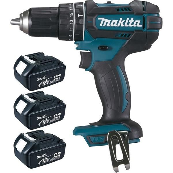 Perceuse visseuse a percussion 18 V Li-Ion 4 Ah  13 mm (3 batteries)Makita