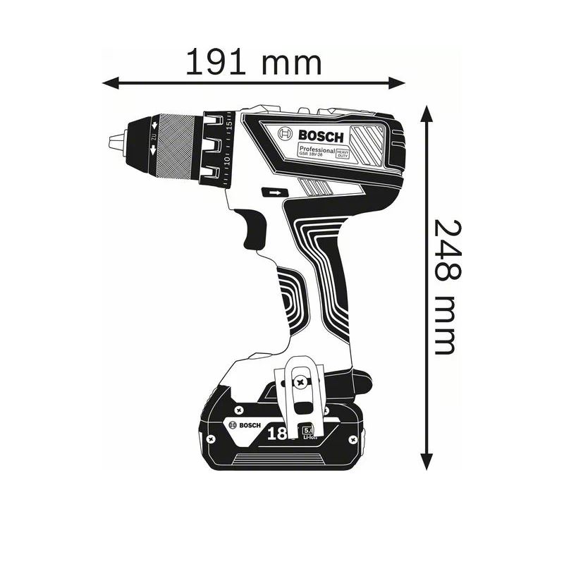 Perceuse-visseuse sans fil GSR 18V-28 Bosch + 2 batteries GBA 18V 4.0Ah 06019H410A