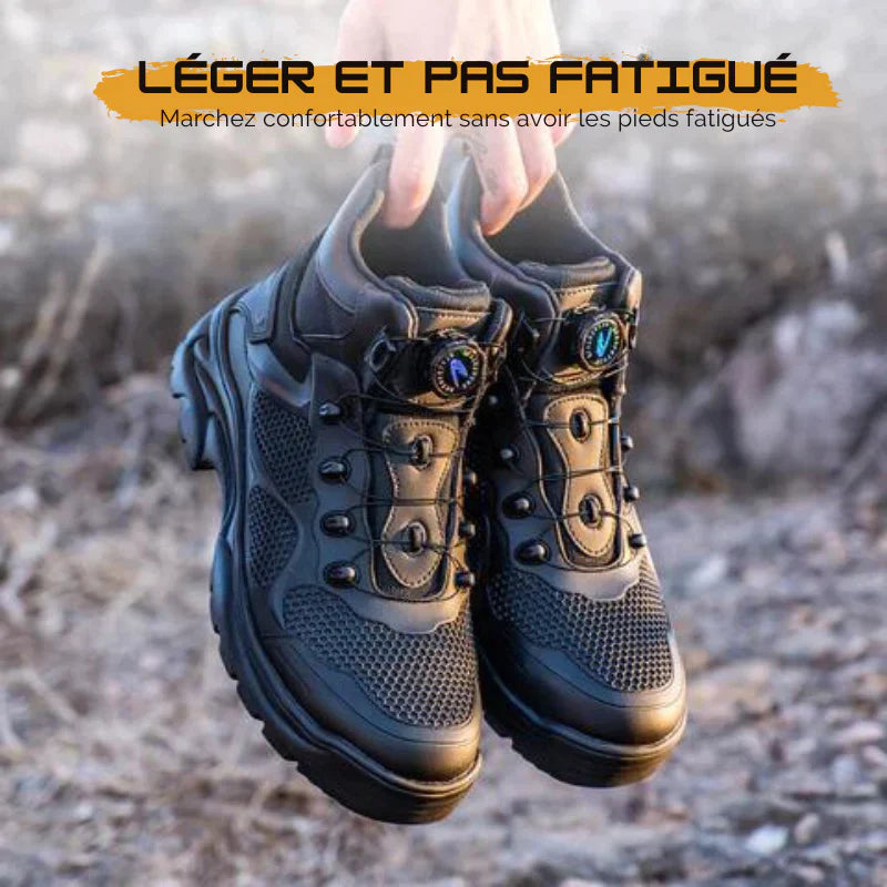 Fanmalls S3 Chaussures de sécurité ultralégères et résistantes à l'usure avec boucle rotative à embout d'acier